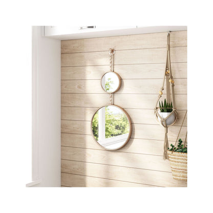 HomeRoots Two Part Gold Hanging Mirror