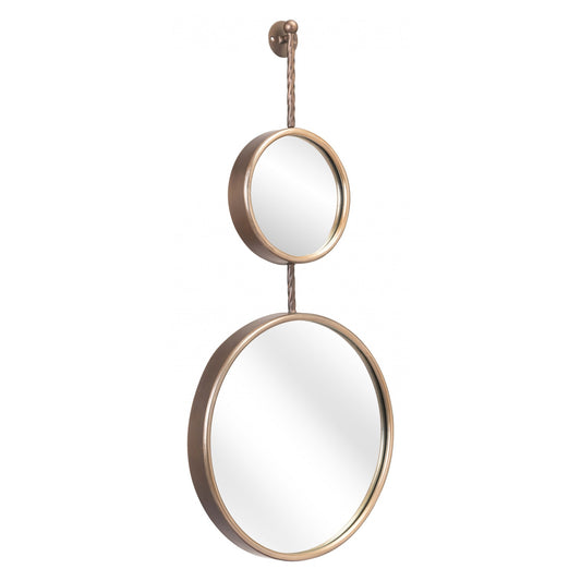 HomeRoots Two Part Gold Hanging Mirror
