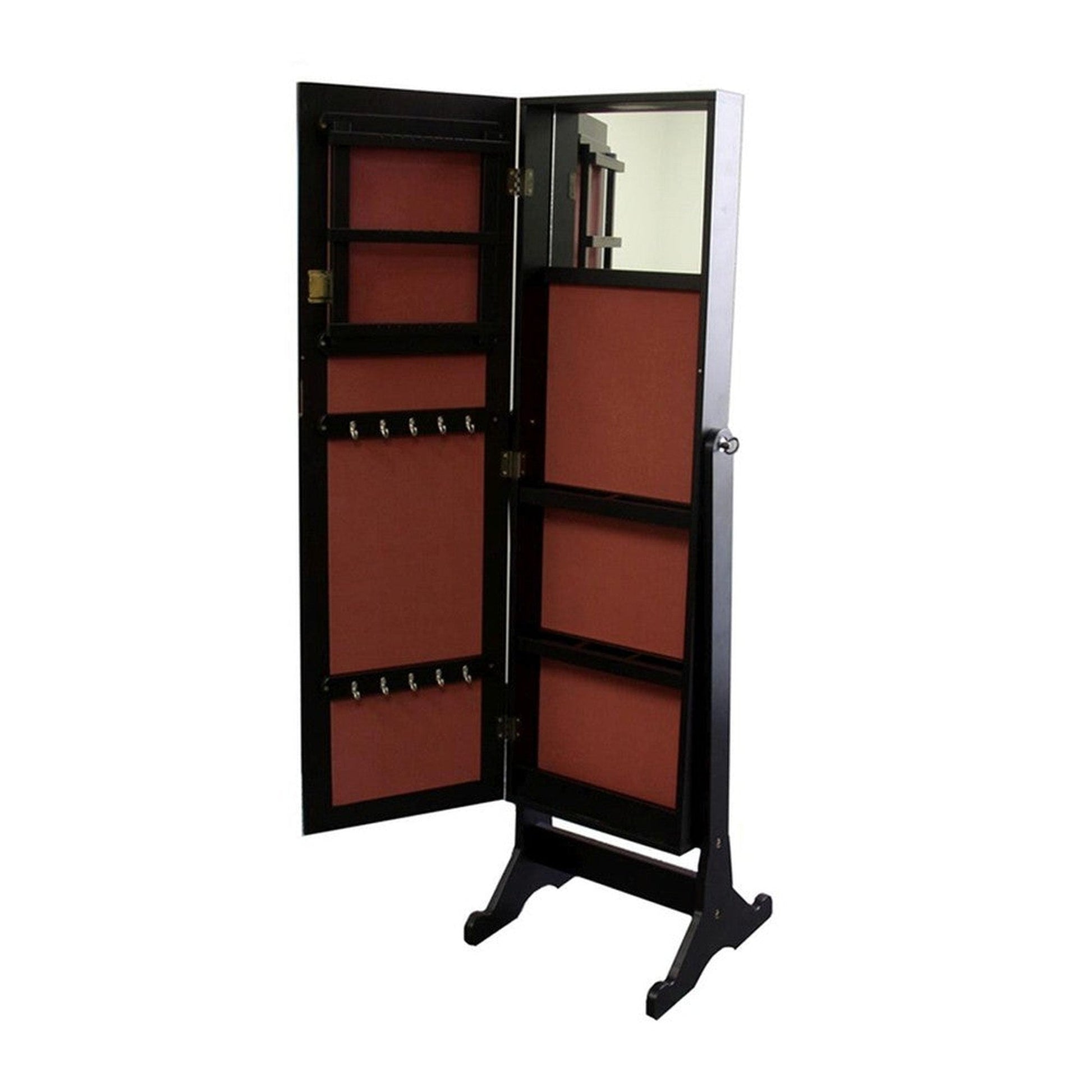 HomeRoots Universal Brown Standing Mirror with Jewelry Storage