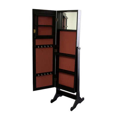 HomeRoots Universal Brown Standing Mirror with Jewelry Storage