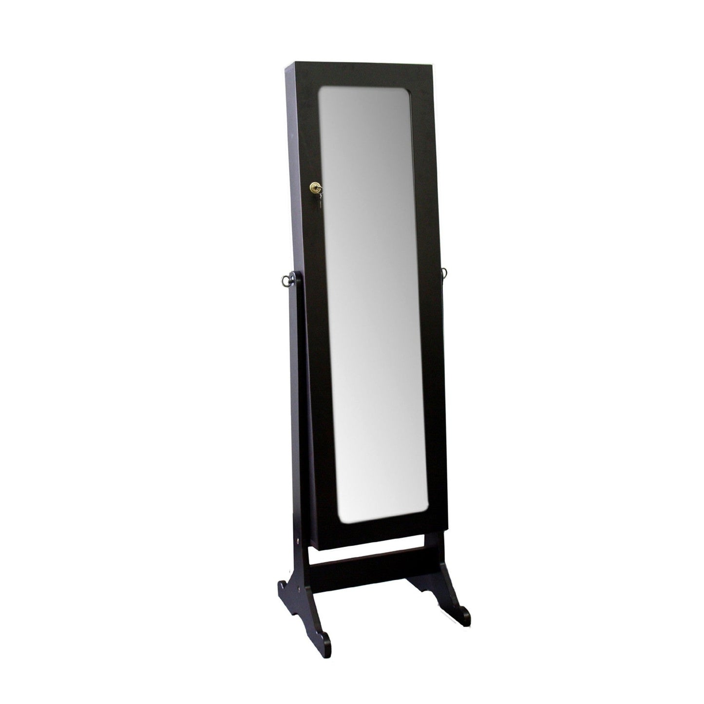HomeRoots Universal Brown Standing Mirror with Jewelry Storage