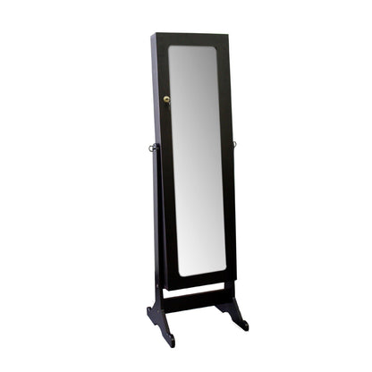 HomeRoots Universal Brown Standing Mirror with Jewelry Storage