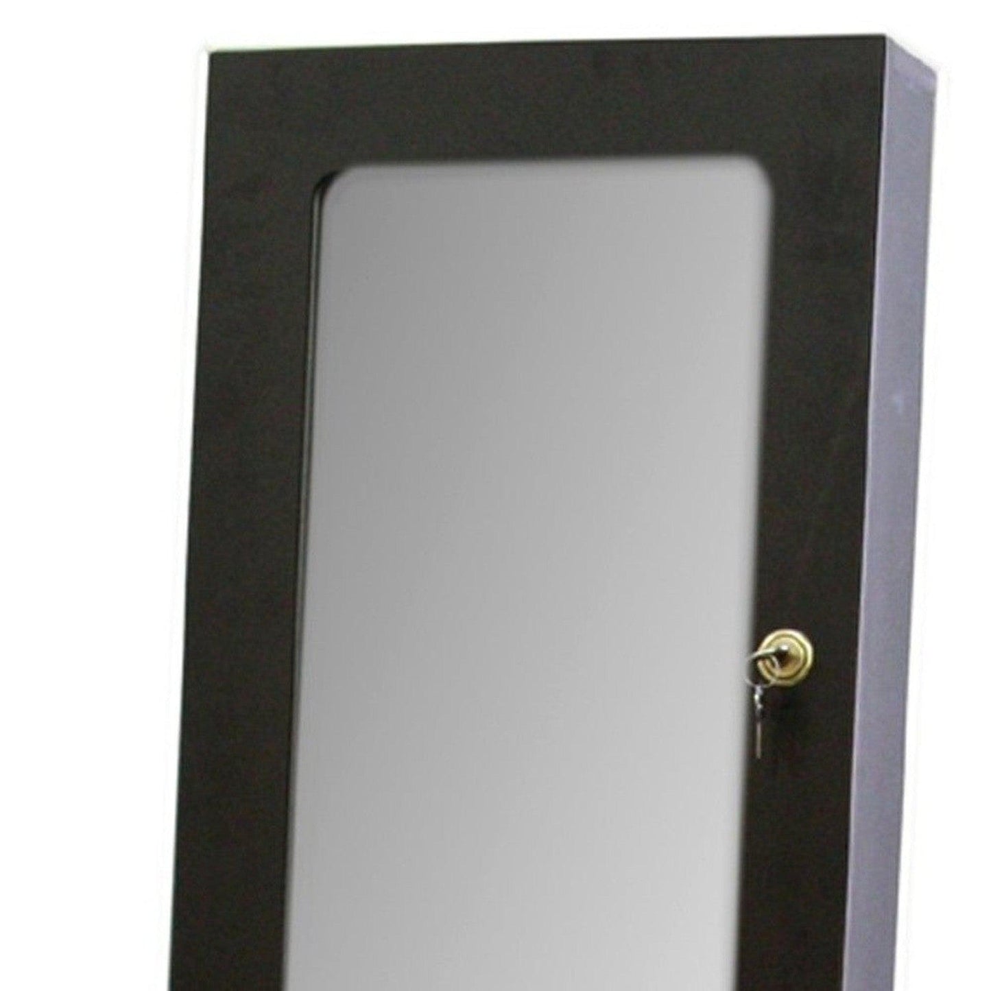 HomeRoots Universal Brown Standing Mirror with Jewelry Storage