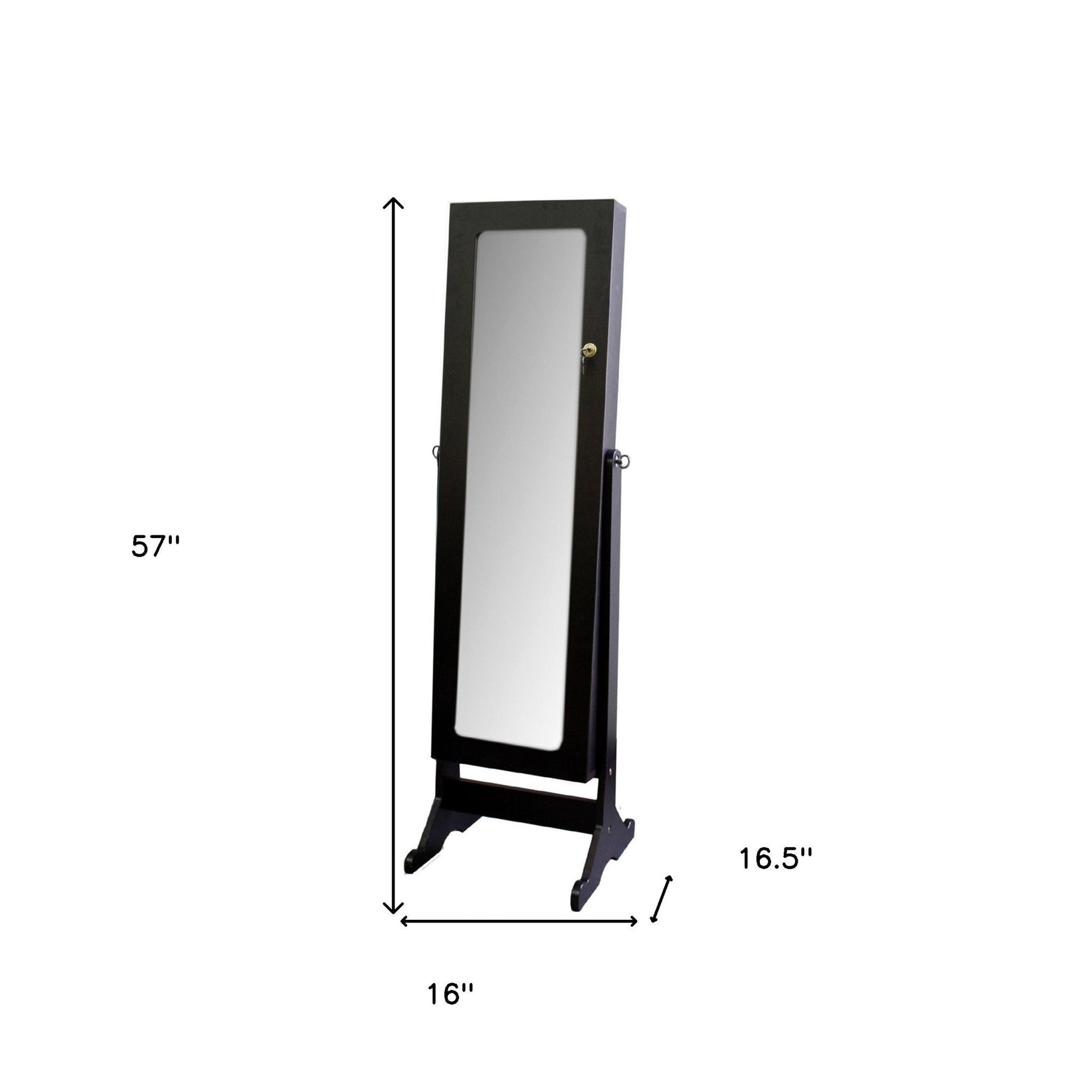 HomeRoots Universal Brown Standing Mirror with Jewelry Storage
