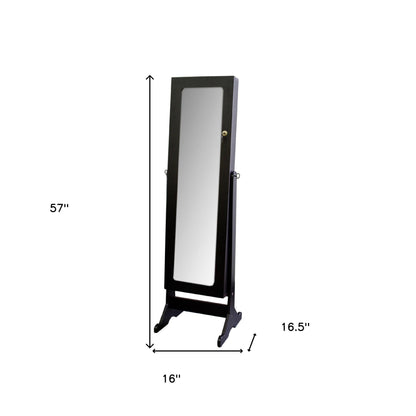 HomeRoots Universal Brown Standing Mirror with Jewelry Storage