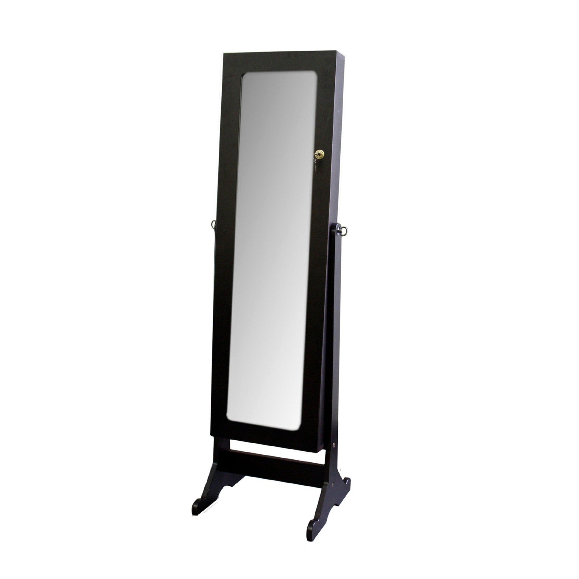 HomeRoots Universal Brown Standing Mirror with Jewelry Storage