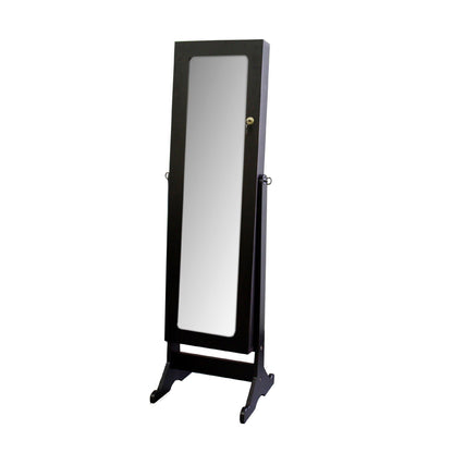 HomeRoots Universal Brown Standing Mirror with Jewelry Storage
