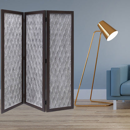 HomeRoots Versatile Three Panel Room Divider Screen in Dark Wood Finish