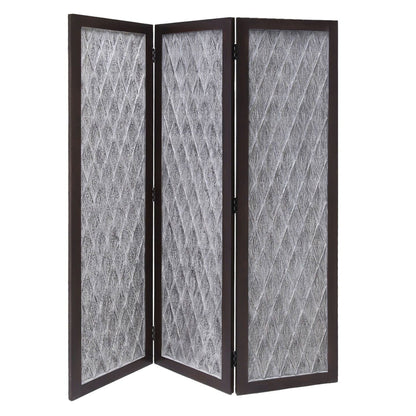 HomeRoots Versatile Three Panel Room Divider Screen in Dark Wood Finish