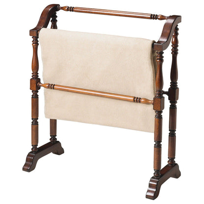 HomeRoots Vintage Blanket Stand in Deep Cherry Finish