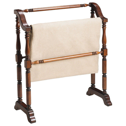 HomeRoots Vintage Blanket Stand in Deep Cherry Finish