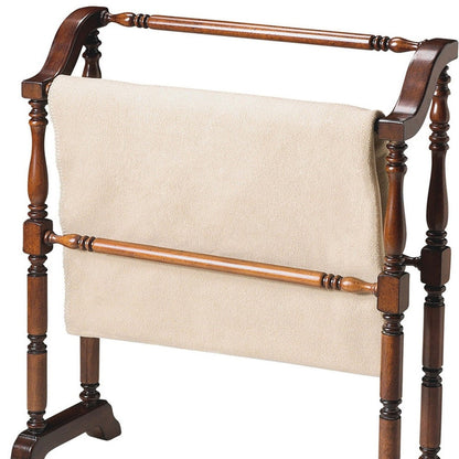 HomeRoots Vintage Blanket Stand in Deep Cherry Finish