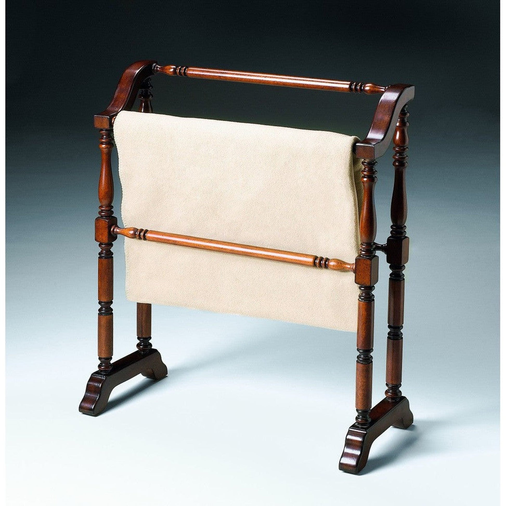 HomeRoots Vintage Blanket Stand in Deep Cherry Finish