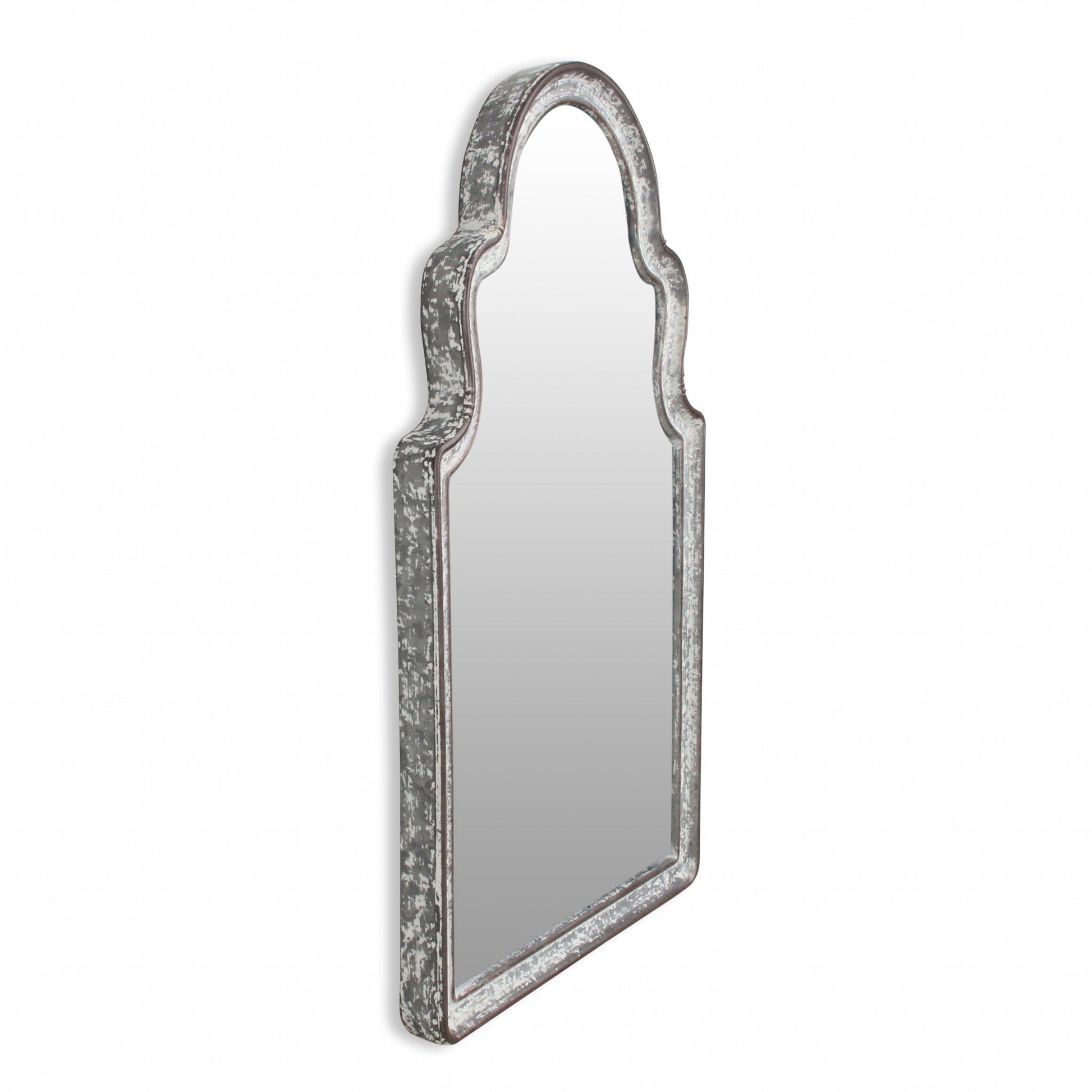 HomeRoots Vintage Curved Gray Wall Mirror