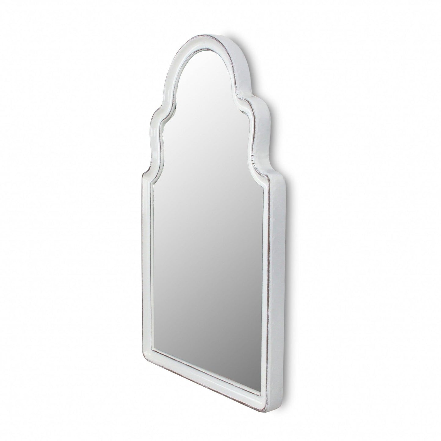 HomeRoots Vintage Curved White Wall Mirror