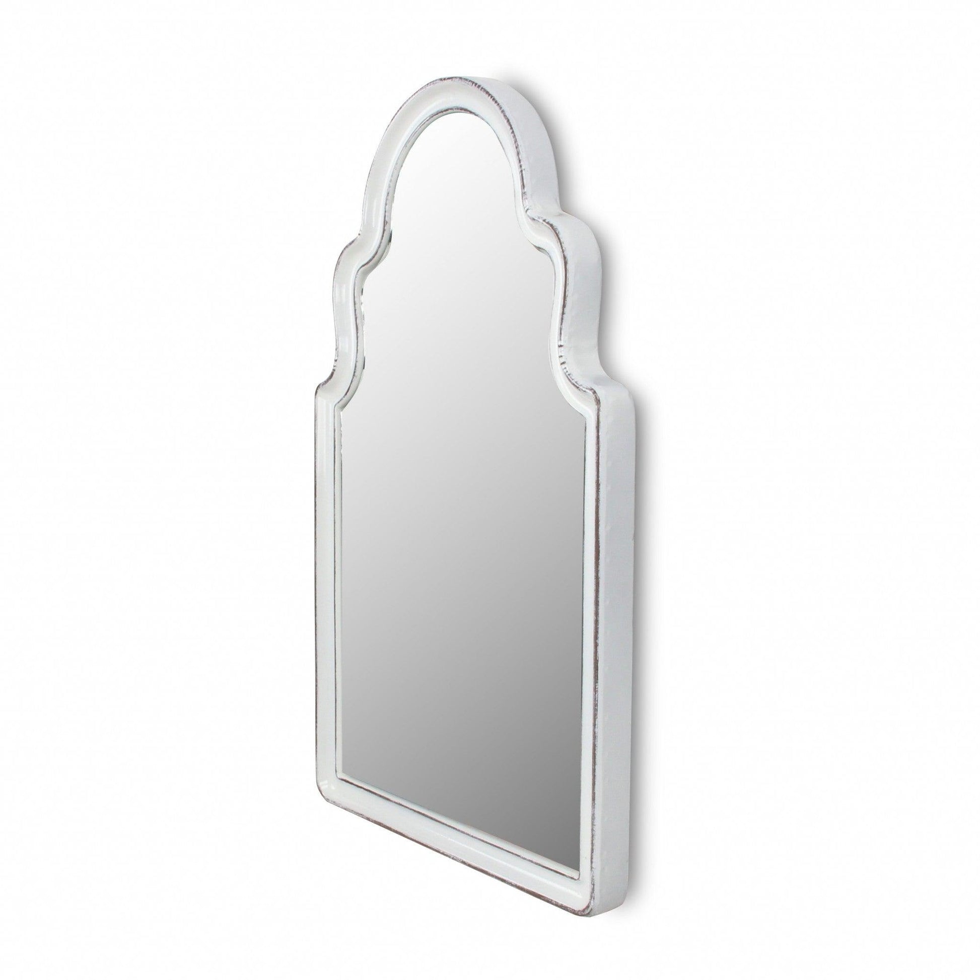 HomeRoots Vintage Curved White Wall Mirror