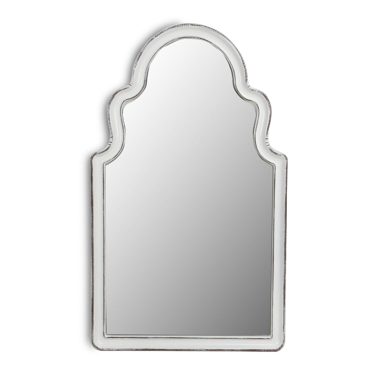 HomeRoots Vintage Curved White Wall Mirror