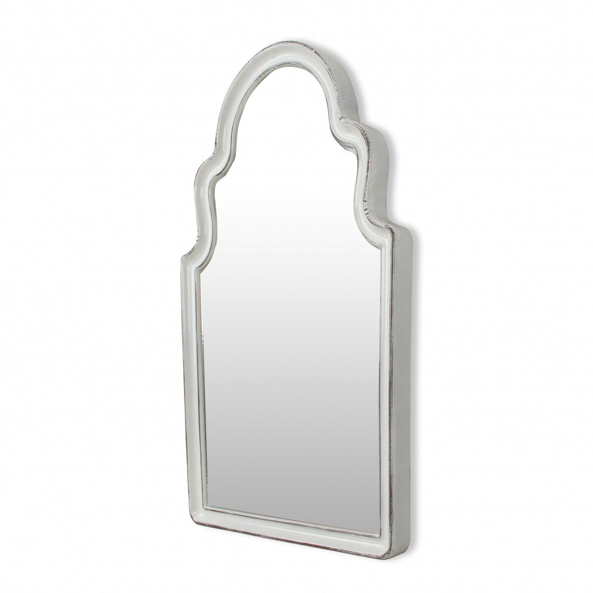 HomeRoots Vintage Curved White Wall Mirror