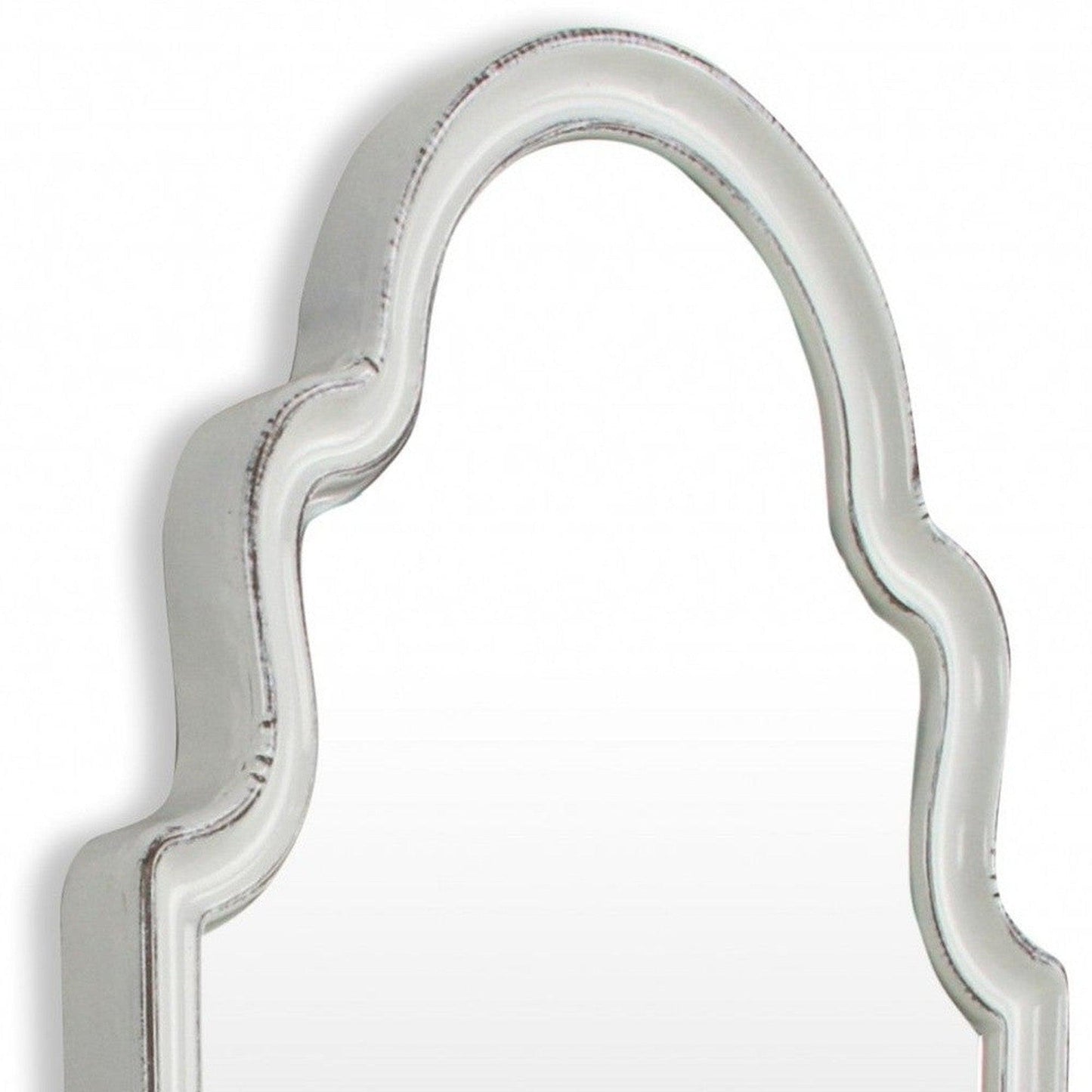 HomeRoots Vintage Curved White Wall Mirror