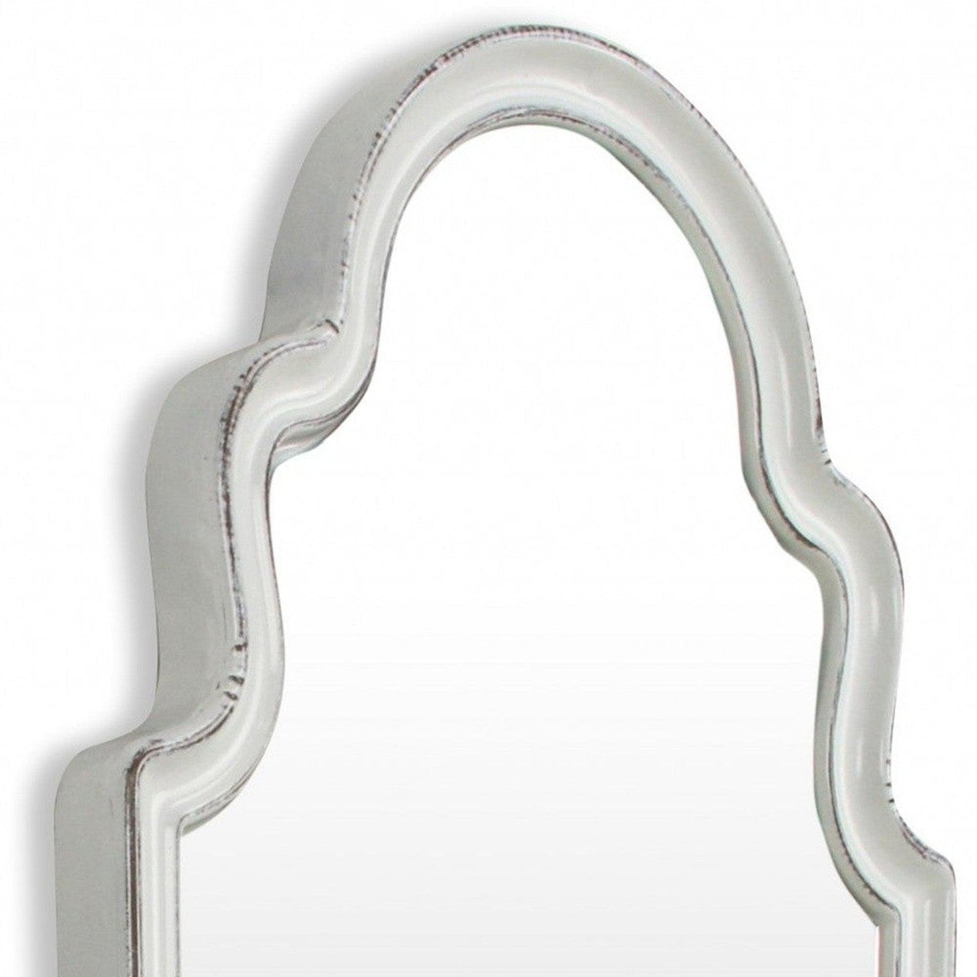 HomeRoots Vintage Curved White Wall Mirror