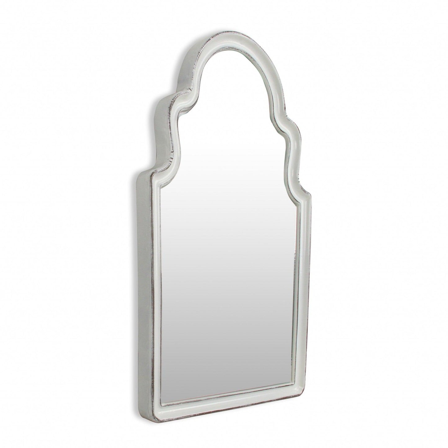 HomeRoots Vintage Curved White Wall Mirror