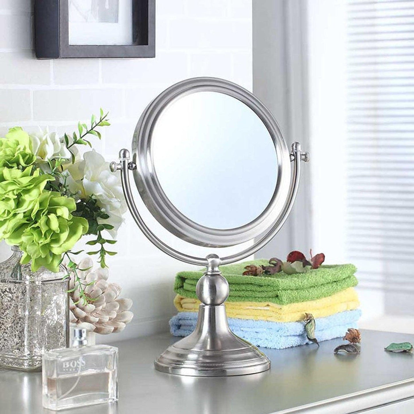 HomeRoots Vintage Rotating Chrome 3X Magnification Vanity Mirror