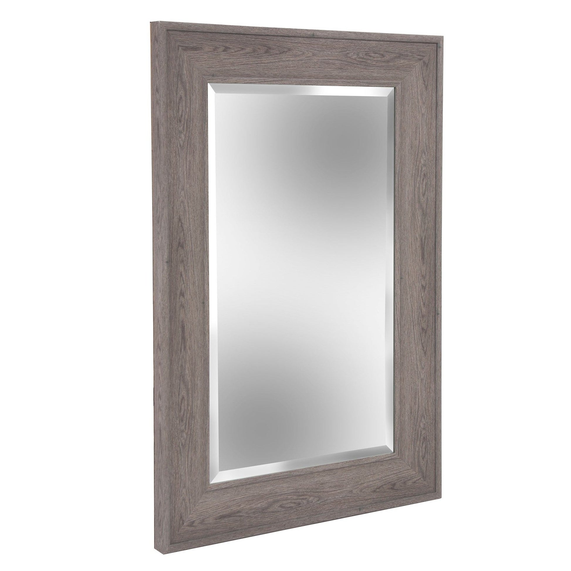 HomeRoots Warm Gray Faux Wood Beveled Rectangular Mirror