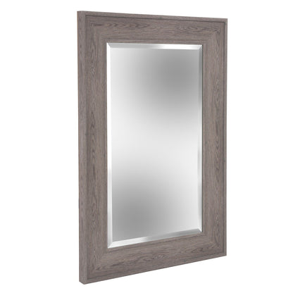 HomeRoots Warm Gray Faux Wood Beveled Rectangular Mirror