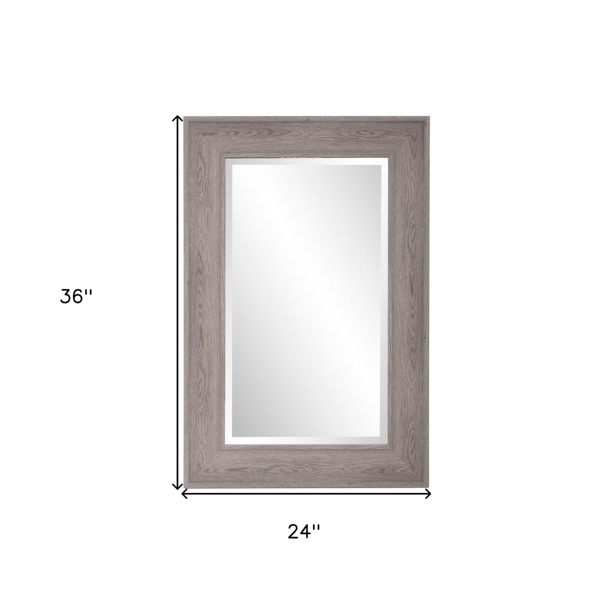 HomeRoots Warm Gray Faux Wood Beveled Rectangular Mirror