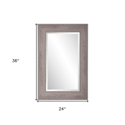 HomeRoots Warm Gray Faux Wood Beveled Rectangular Mirror