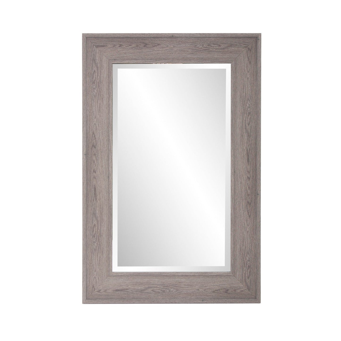 HomeRoots Warm Gray Faux Wood Beveled Rectangular Mirror