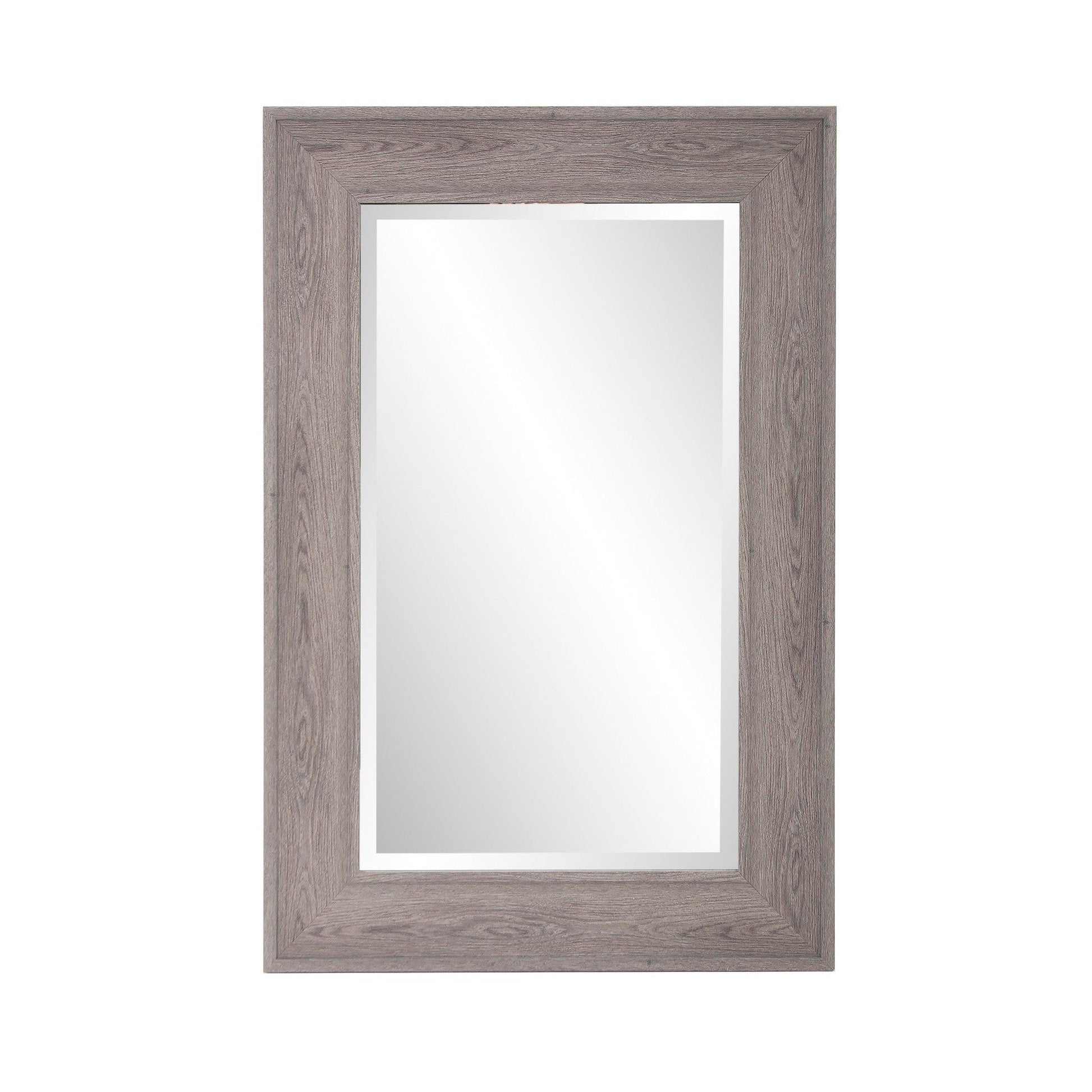 HomeRoots Warm Gray Faux Wood Beveled Rectangular Mirror