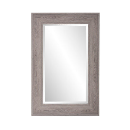 HomeRoots Warm Gray Faux Wood Beveled Rectangular Mirror