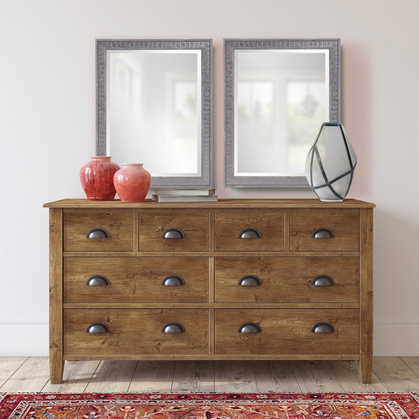 HomeRoots Warm Gray Faux Wood Rectangle Mirror