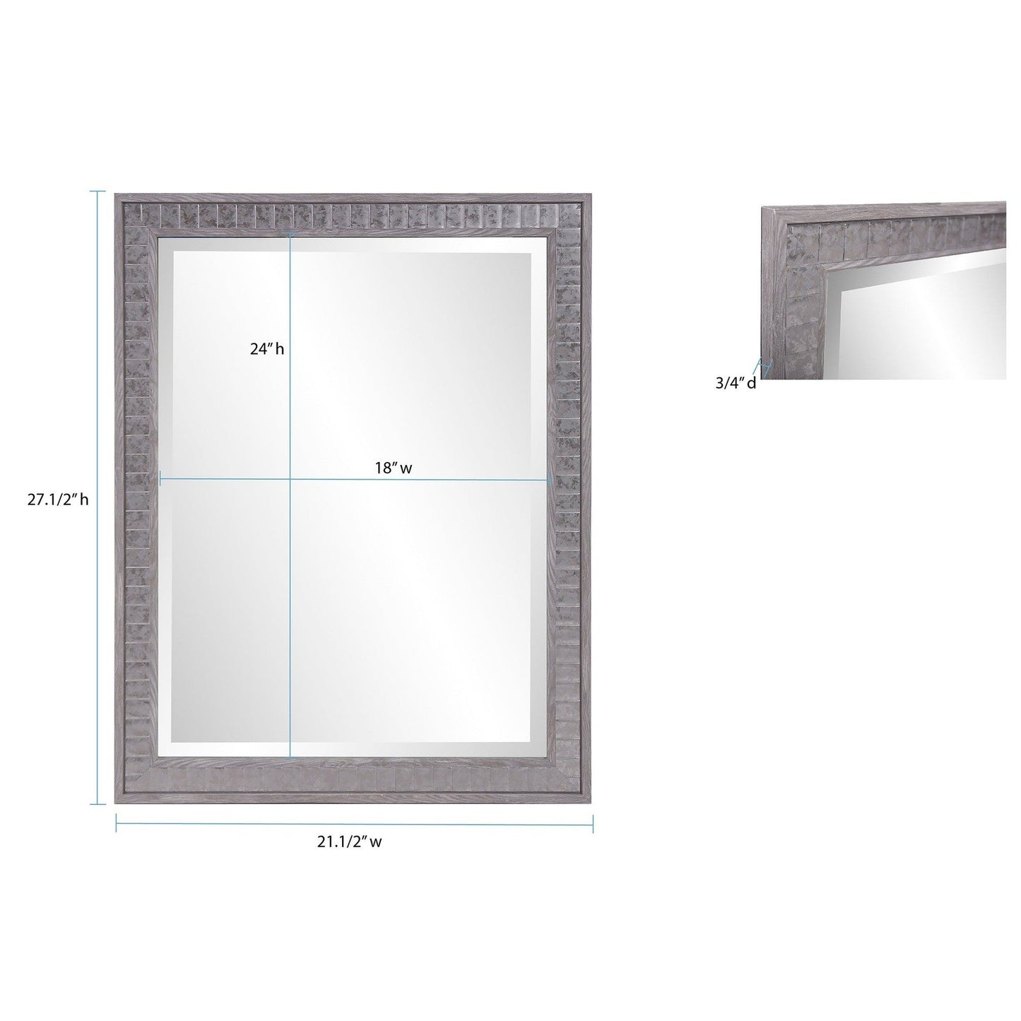 HomeRoots Warm Gray Faux Wood Rectangle Mirror