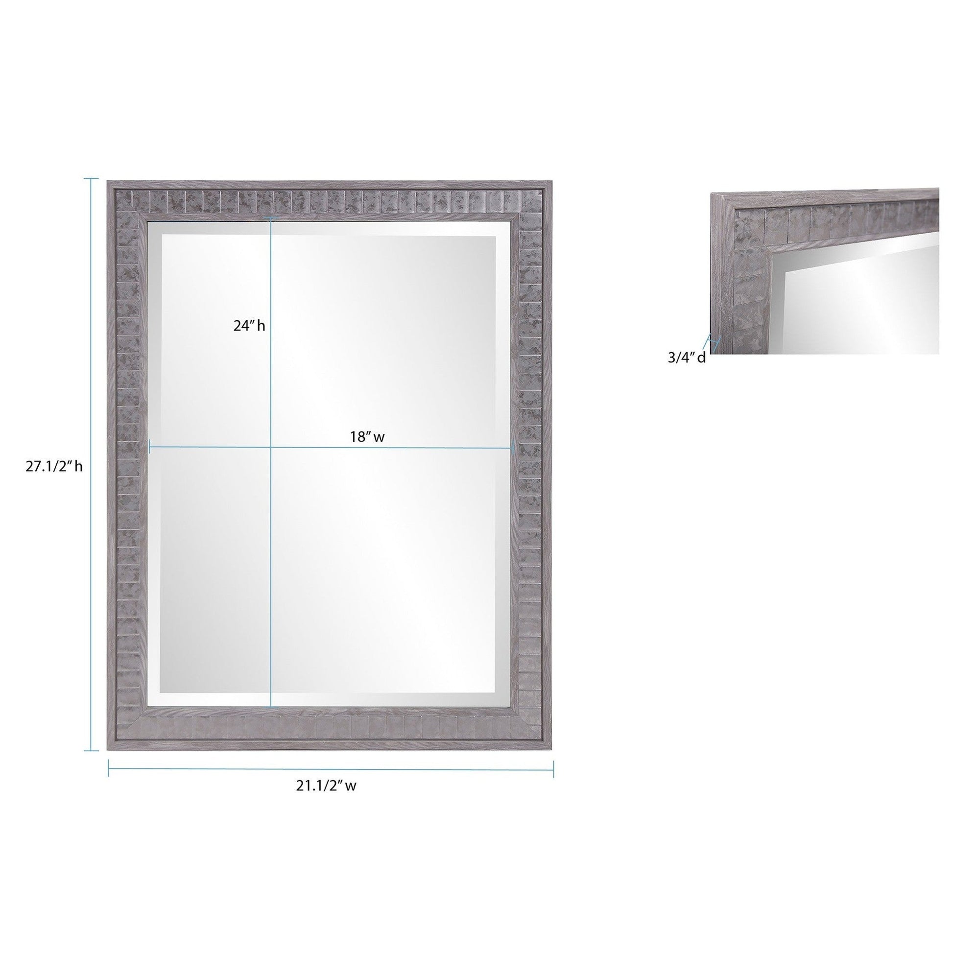HomeRoots Warm Gray Faux Wood Rectangle Mirror