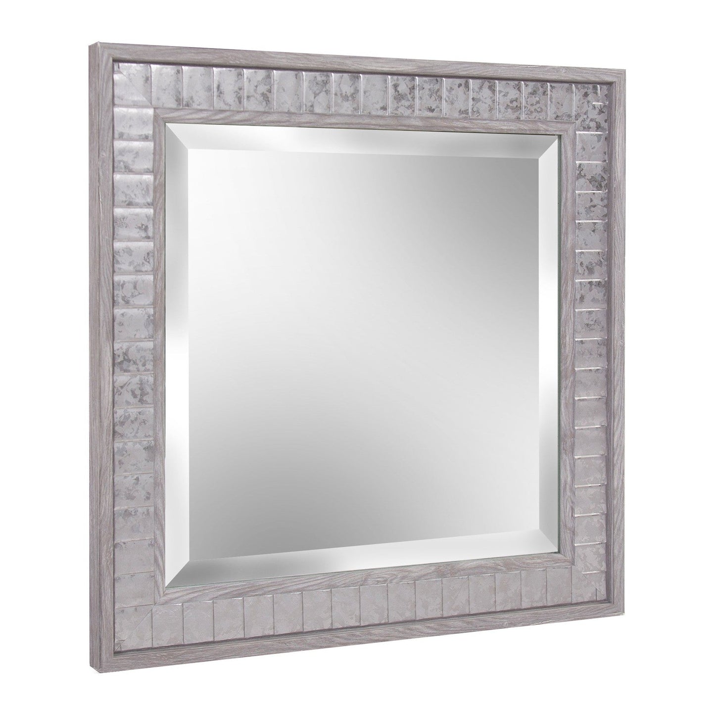 HomeRoots Warm Gray Faux Wood Square Mirror