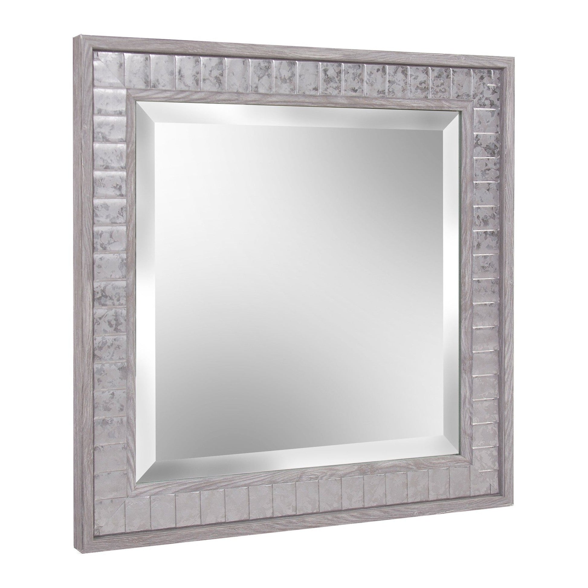 HomeRoots Warm Gray Faux Wood Square Mirror