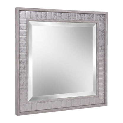 HomeRoots Warm Gray Faux Wood Square Mirror