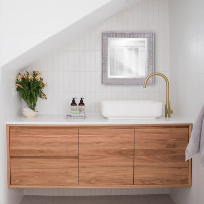 HomeRoots Warm Gray Faux Wood Square Mirror