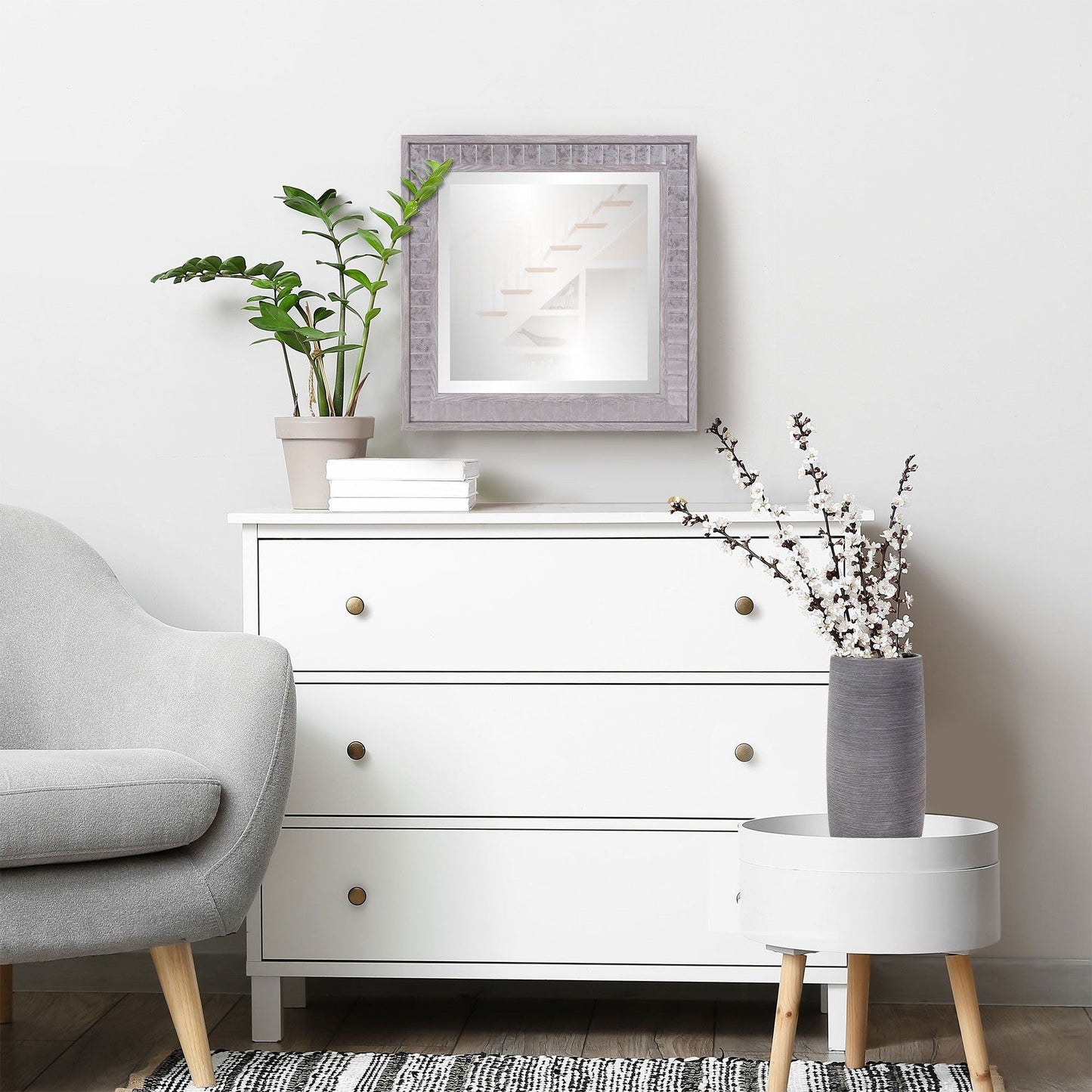 HomeRoots Warm Gray Faux Wood Square Mirror