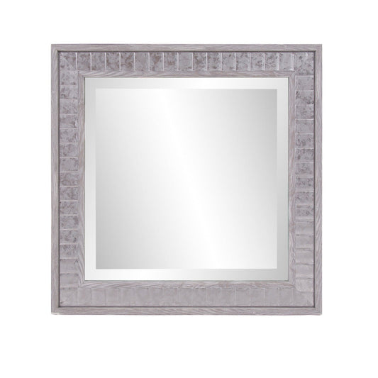 HomeRoots Warm Gray Faux Wood Square Mirror