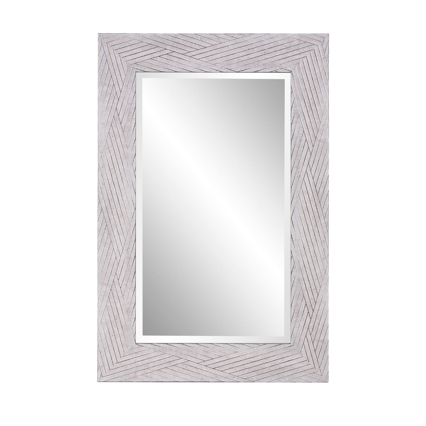 HomeRoots Weathered Gray Woven Faux Wood Rectangular Mirror