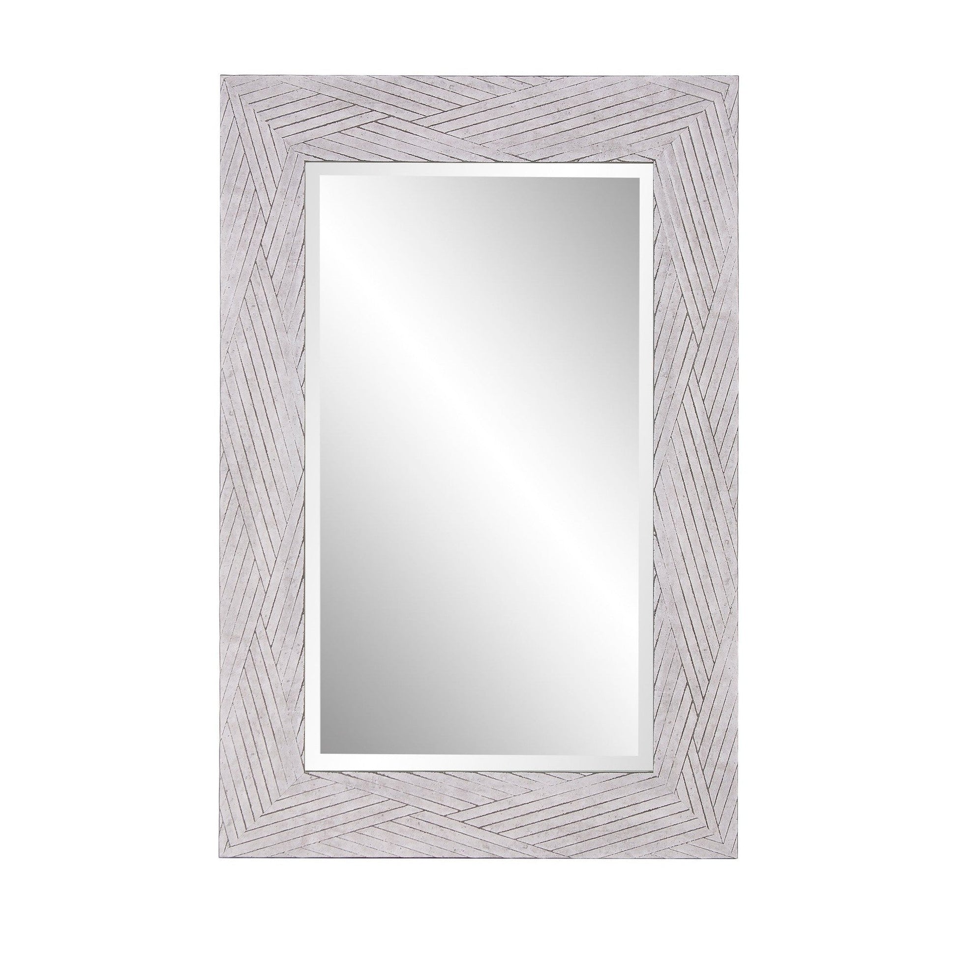 HomeRoots Weathered Gray Woven Faux Wood Rectangular Mirror