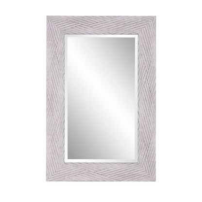 HomeRoots Weathered Gray Woven Faux Wood Rectangular Mirror
