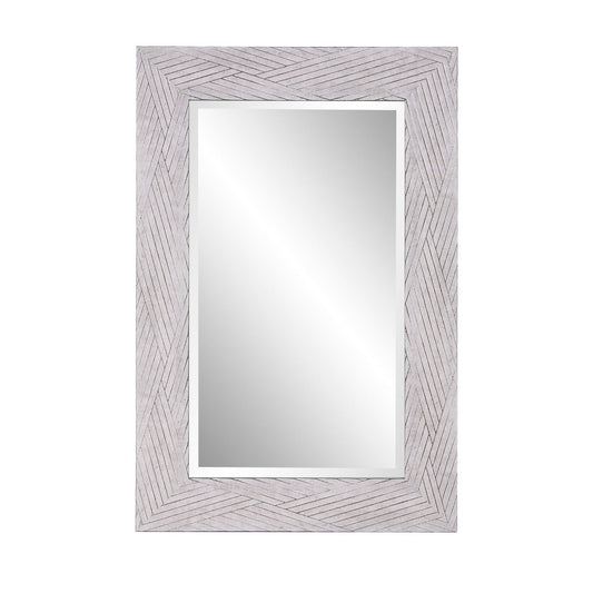 HomeRoots Weathered Gray Woven Faux Wood Rectangular Mirror