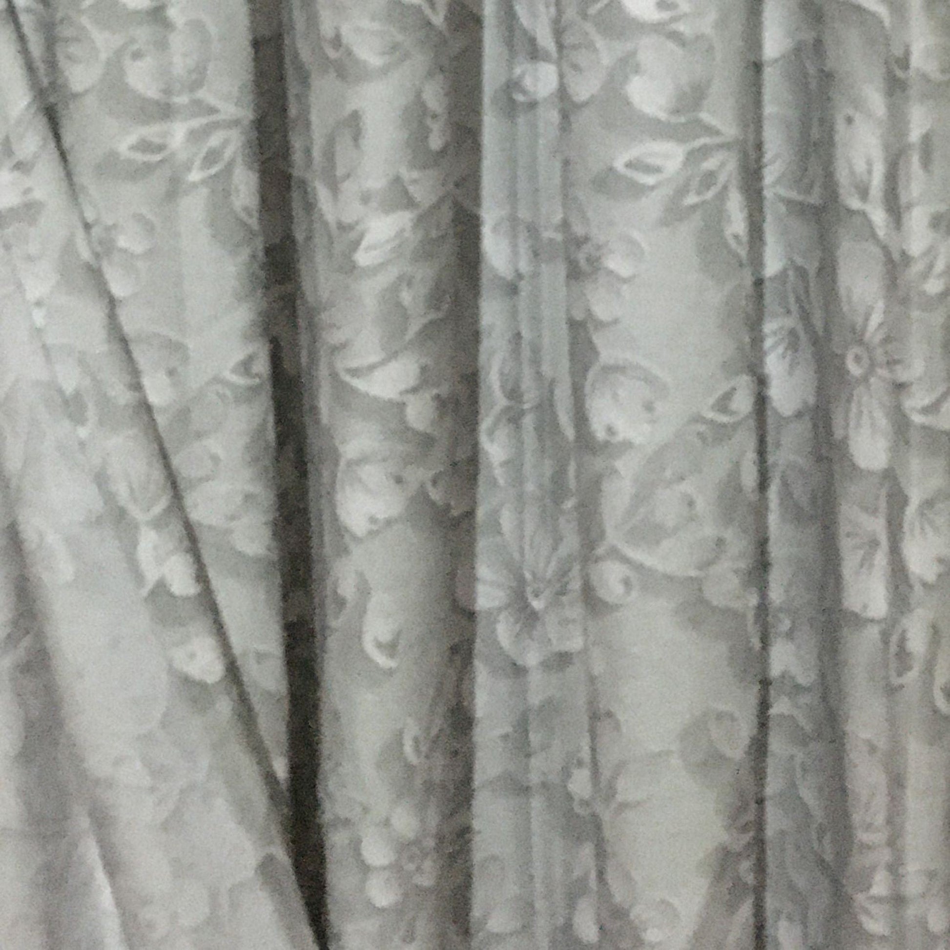 HomeRoots White And Gray Floral Patterned Shower Curtain