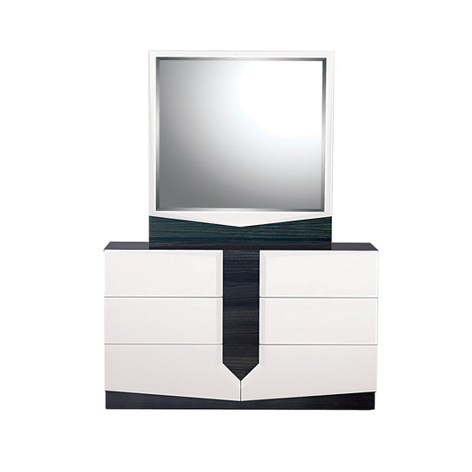 HomeRoots White And Grey Dresser With 6 Drawer