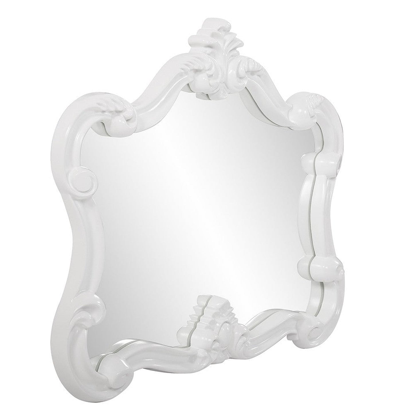 HomeRoots White Baroque Shape Ornate Mirror