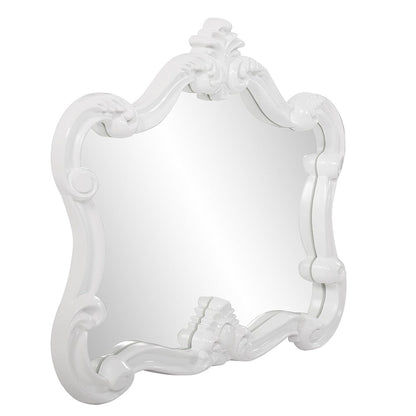 HomeRoots White Baroque Shape Ornate Mirror